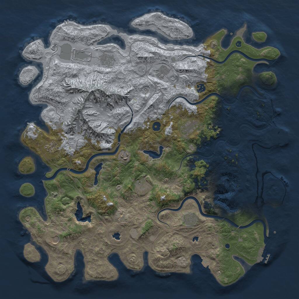 Rust Map: Procedural Map, Size: 5000, Seed: 713054159, 17 Monuments