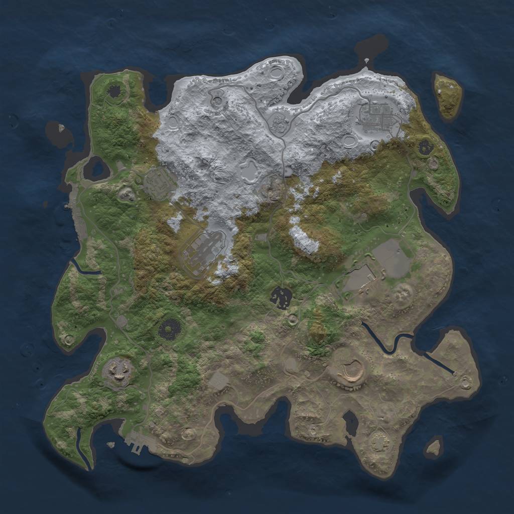 Rust Map: Procedural Map, Size: 3500, Seed: 258424872, 15 Monuments
