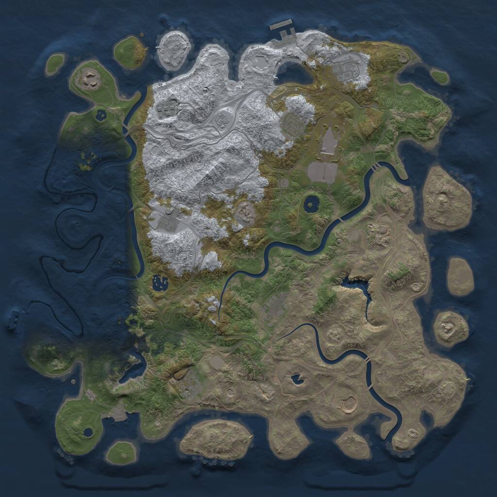 Rust Map: Procedural Map, Size: 4400, Seed: 13625444, 17 Monuments