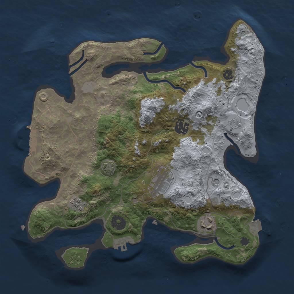 Rust Map: Procedural Map, Size: 3000, Seed: 26205, 12 Monuments
