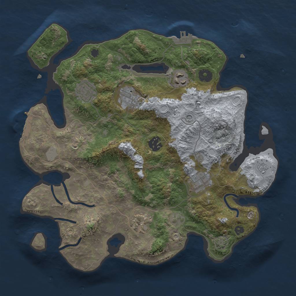 Rust Map: Procedural Map, Size: 3250, Seed: 93309524, 14 Monuments
