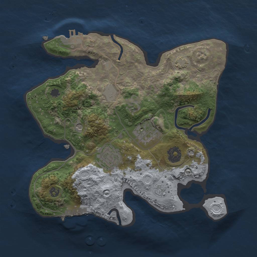 Rust Map: Procedural Map, Size: 2500, Seed: 2104410323, 10 Monuments