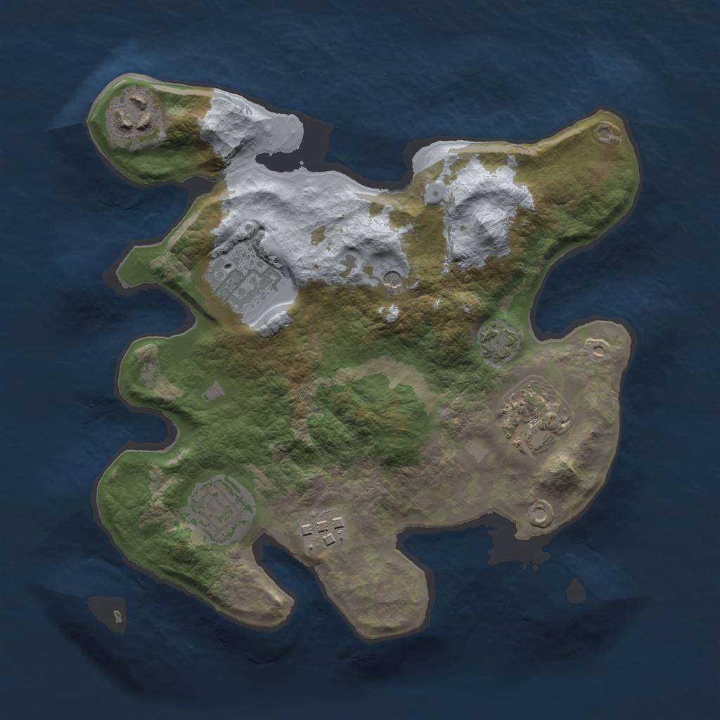 Rust Map: Barren, Size: 2500, Seed: 583078360, 9 Monuments