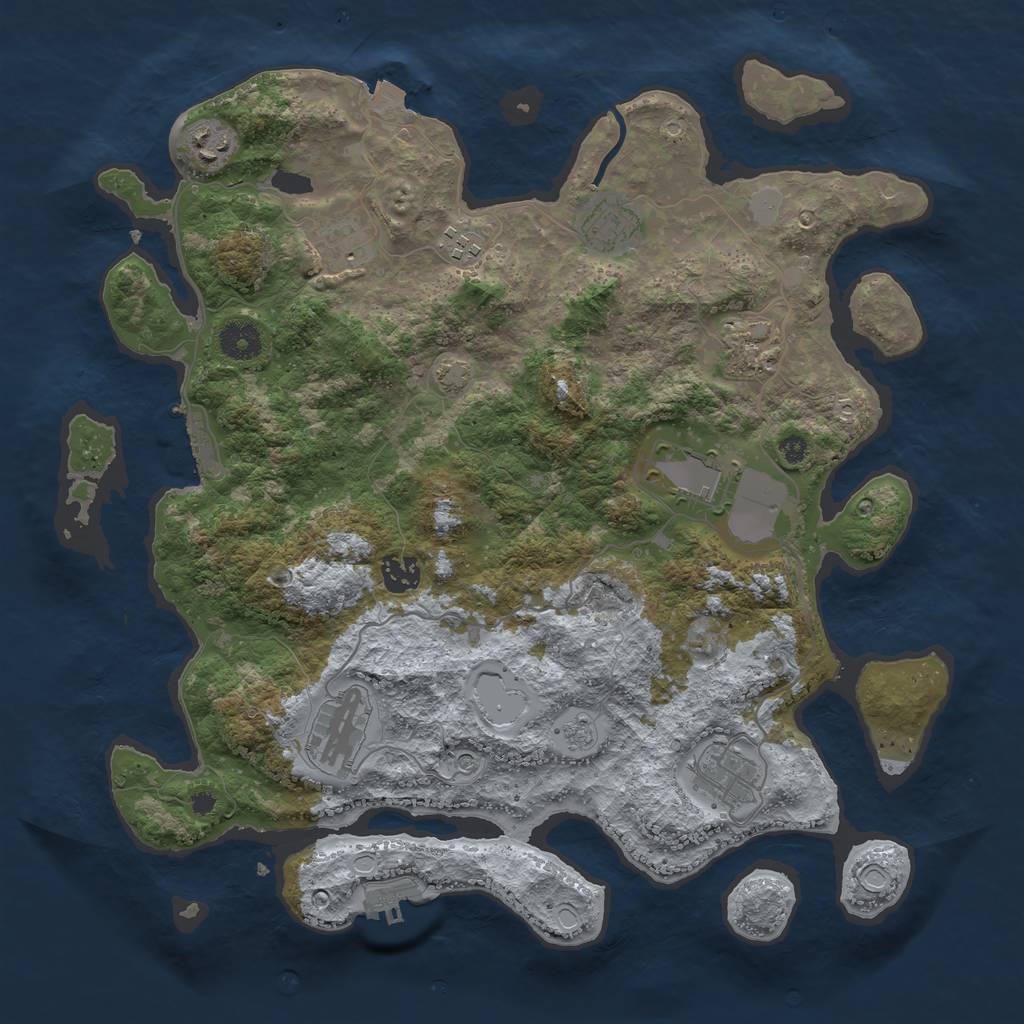 Rust Map: Procedural Map, Size: 3800, Seed: 88614179, 17 Monuments