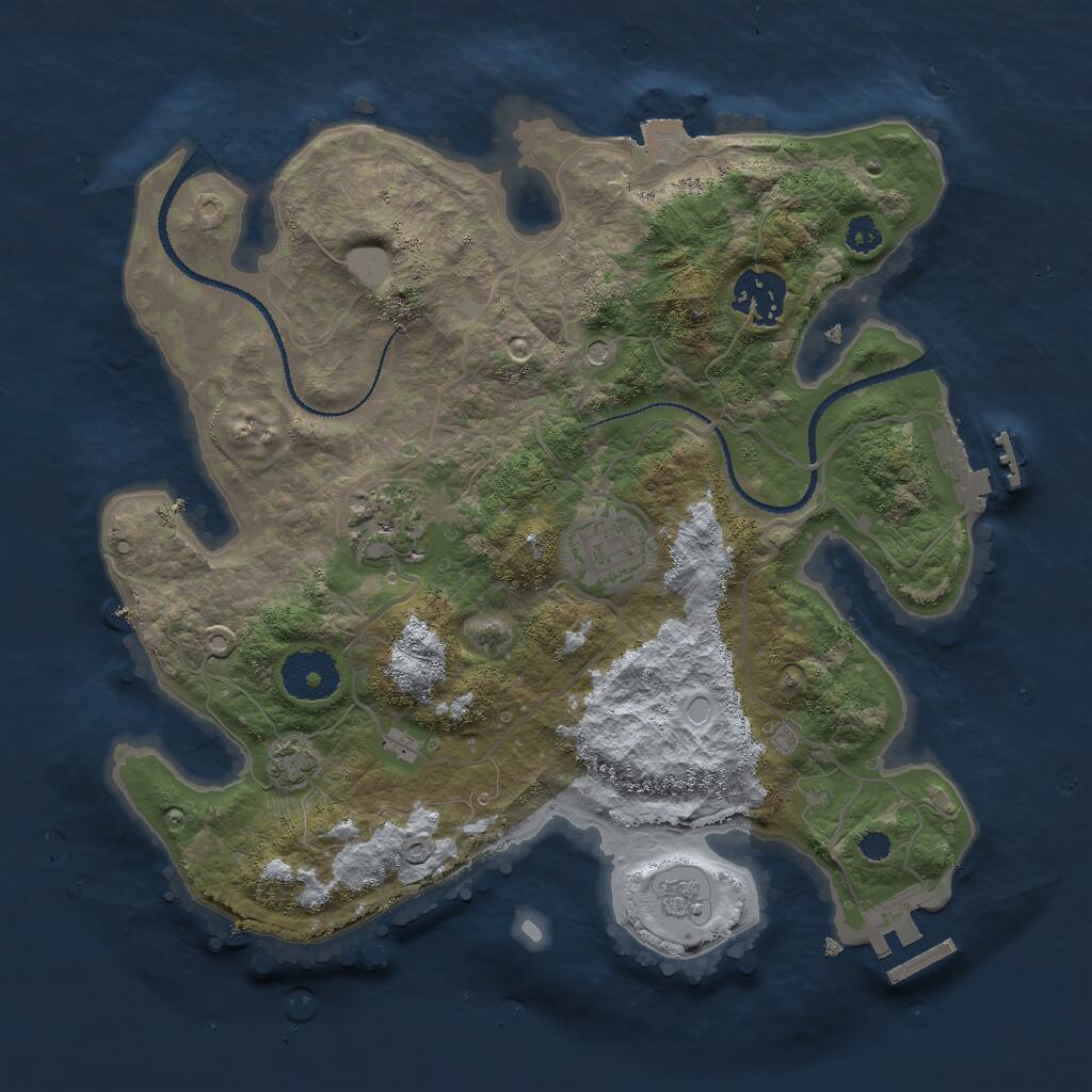 Rust Map: Procedural Map, Size: 3000, Seed: 61833915, 9 Monuments
