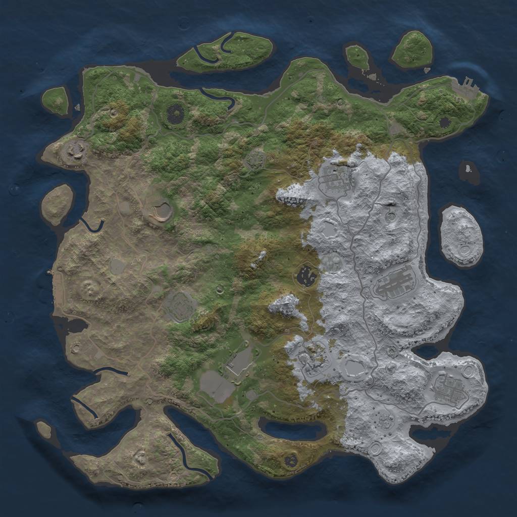 Rust Map: Procedural Map, Size: 4000, Seed: 12917, 17 Monuments