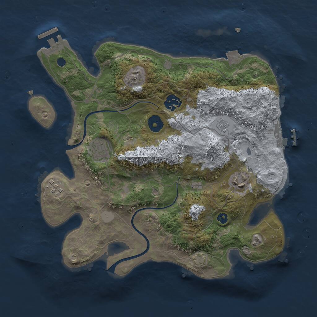 Rust Map: Procedural Map, Size: 3000, Seed: 1310091352, 9 Monuments