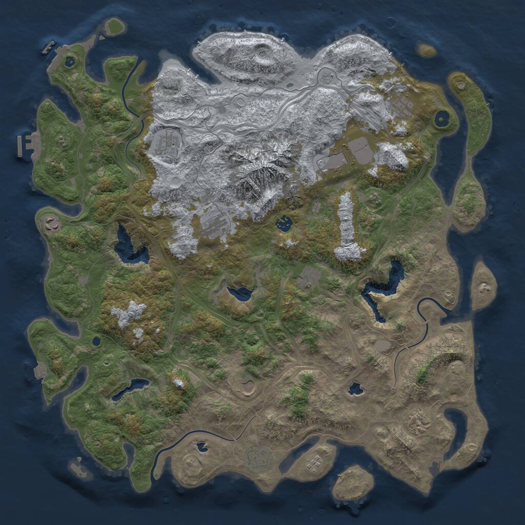 Rust Map: Procedural Map, Size: 5000, Seed: 854619375, 17 Monuments