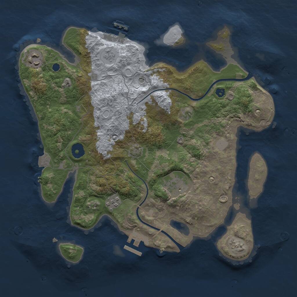 Rust Map: Procedural Map, Size: 3169, Seed: 2000, 9 Monuments