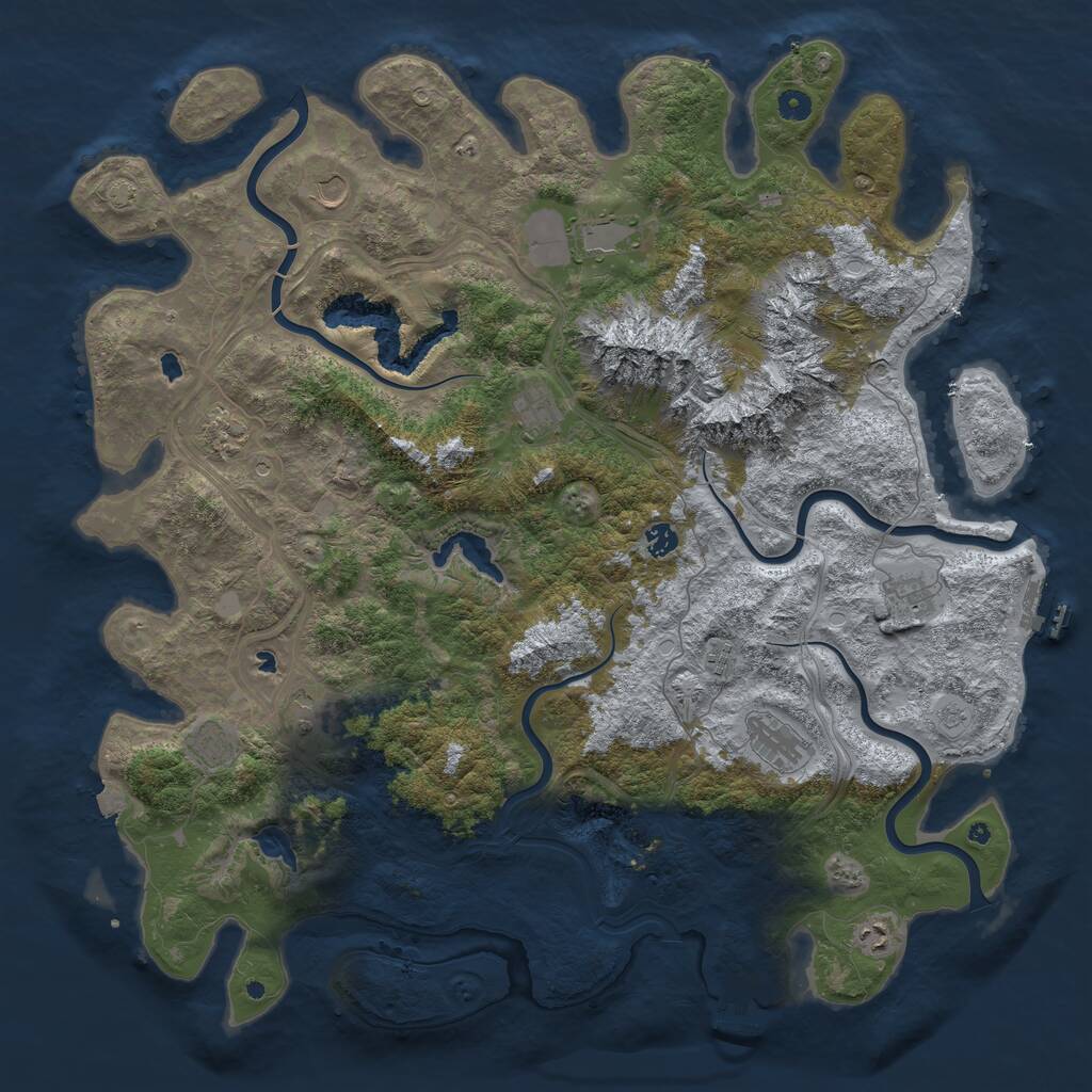Rust Map: Procedural Map, Size: 5000, Seed: 67477, 17 Monuments
