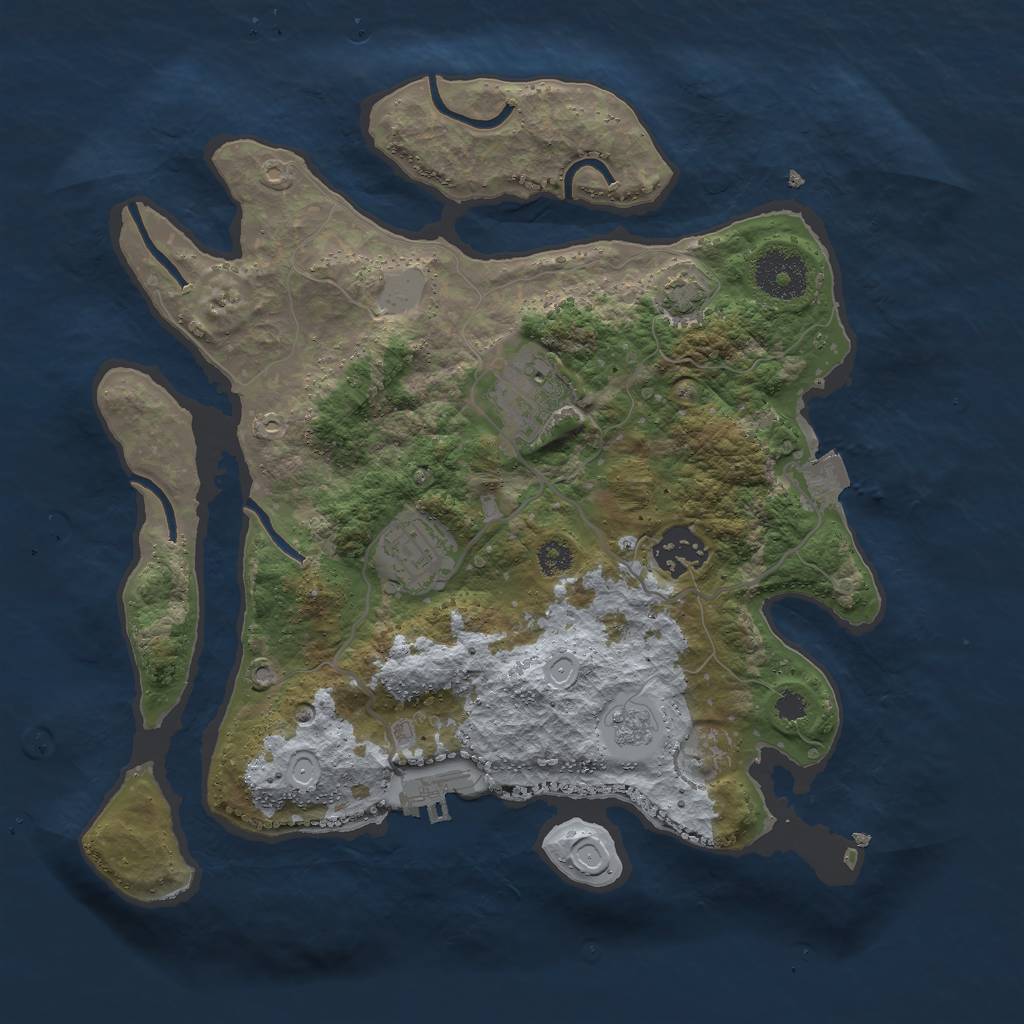 Rust Map: Procedural Map, Size: 3000, Seed: 69658, 9 Monuments