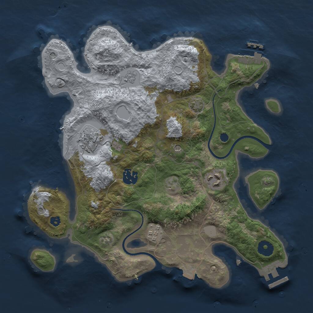 Rust Map: Procedural Map, Size: 3000, Seed: 7503, 10 Monuments