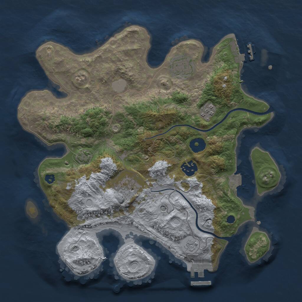 Rust Map: Procedural Map, Size: 3000, Seed: 943155895, 10 Monuments