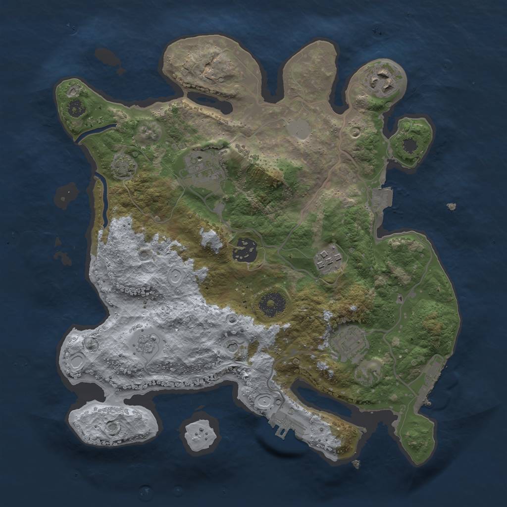 Rust Map: Procedural Map, Size: 3000, Seed: 51738475, 13 Monuments