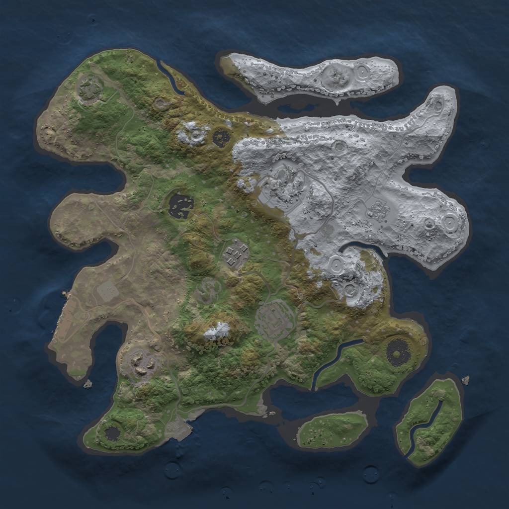 Rust Map: Procedural Map, Size: 3000, Seed: 26769, 12 Monuments