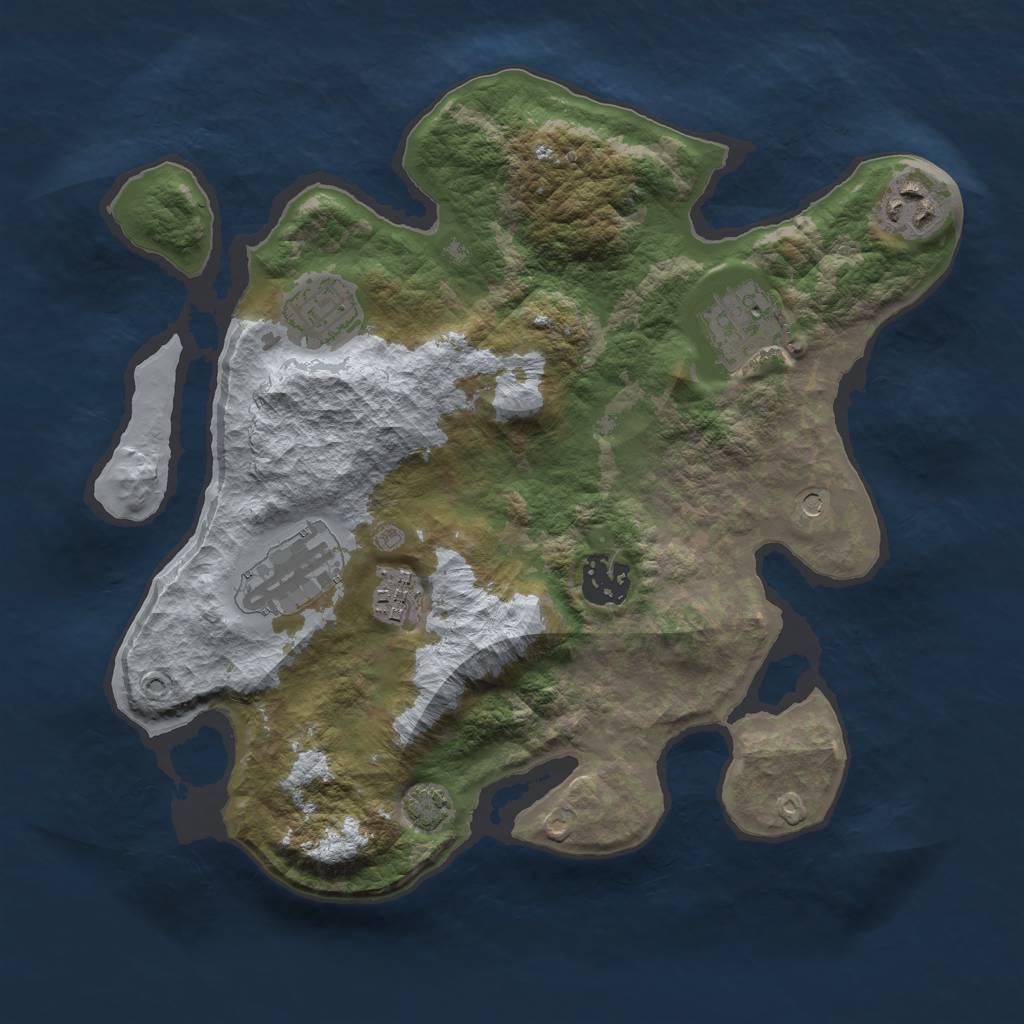 Rust Map: Barren, Size: 3000, Seed: 123909123, 10 Monuments
