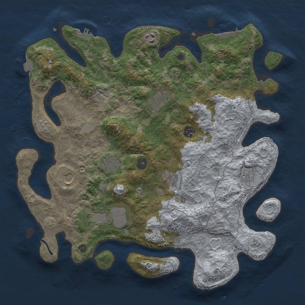 Rust Map: Procedural Map, Size: 4000, Seed: 243805531, 17 Monuments