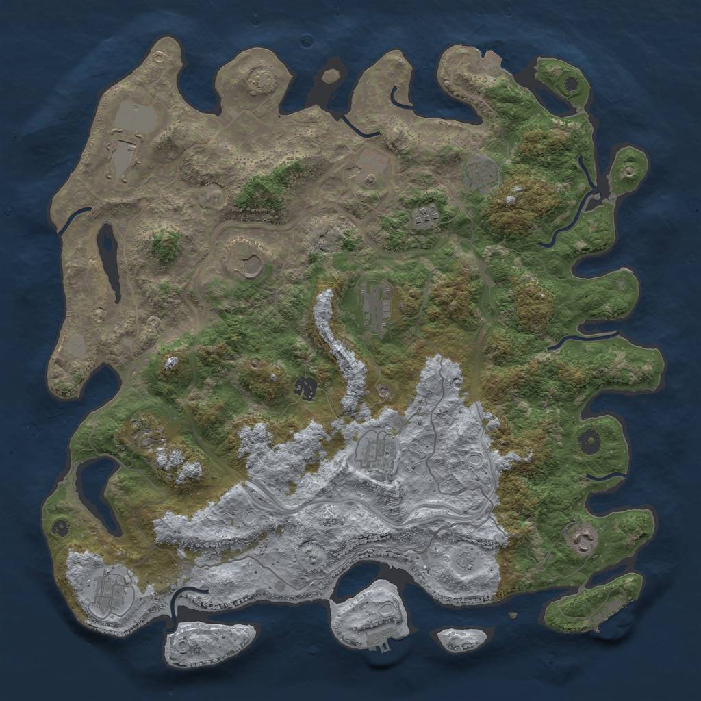 Rust Map: Procedural Map, Size: 4500, Seed: 965532365, 19 Monuments