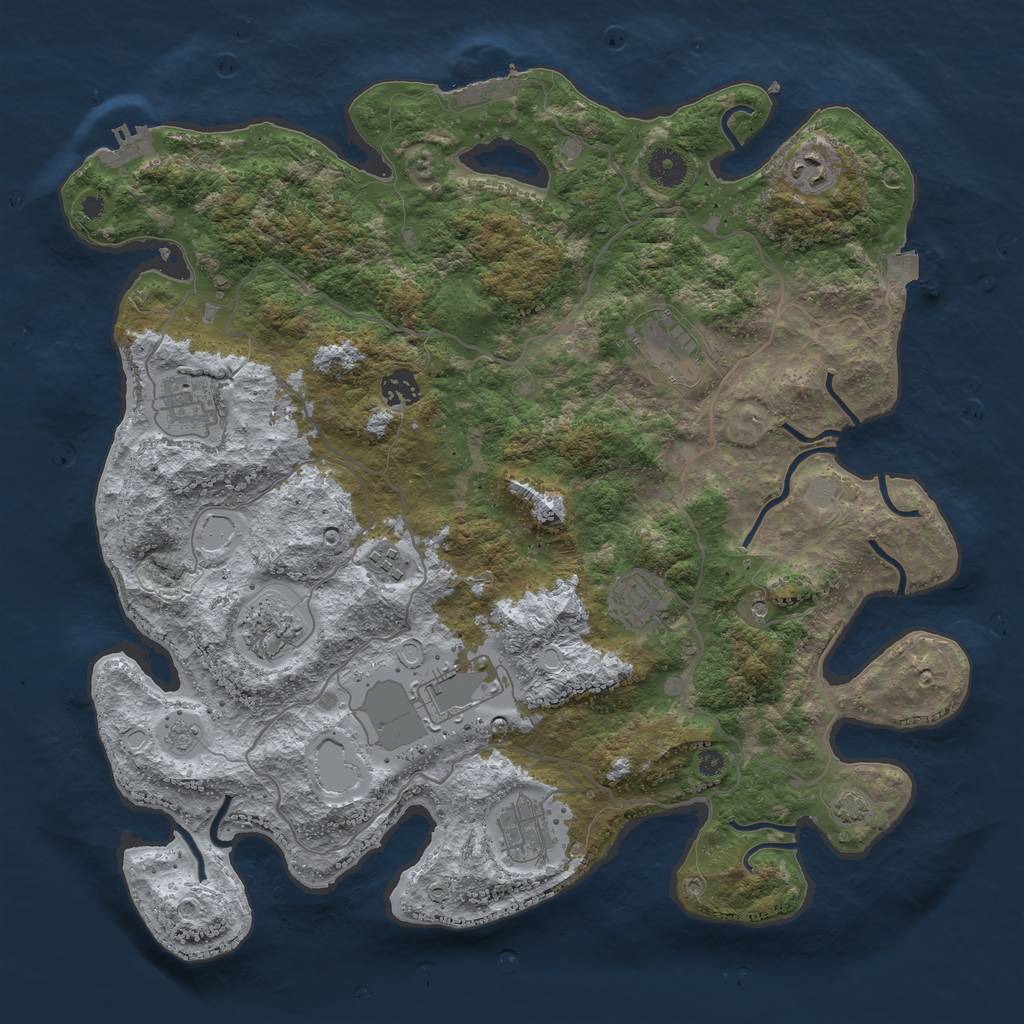 Rust Map: Procedural Map, Size: 4000, Seed: 15661840, 17 Monuments