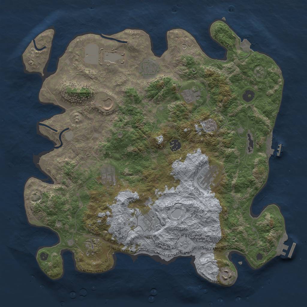 Rust Map: Procedural Map, Size: 3950, Seed: 72365918, 19 Monuments