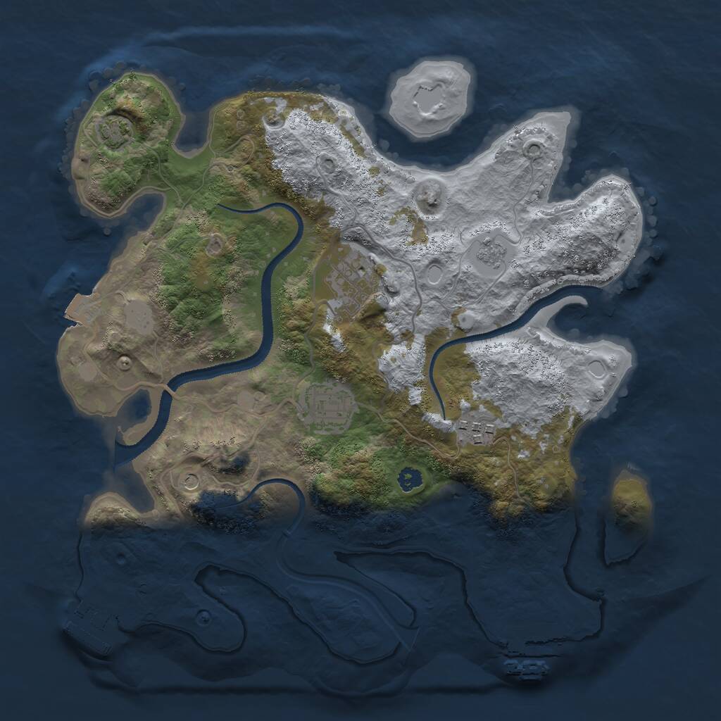 Rust Map: Procedural Map, Size: 3000, Seed: 20976870, 9 Monuments