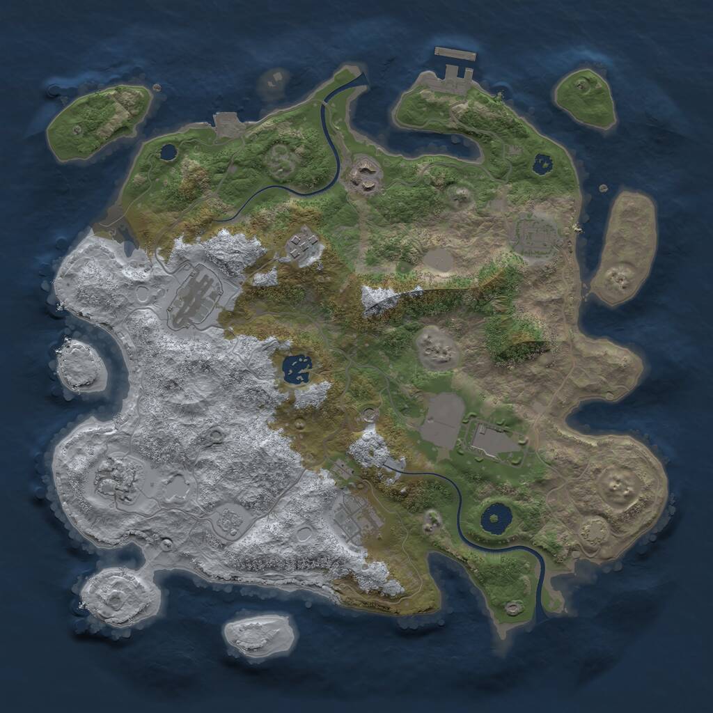 Rust Map: Procedural Map, Size: 3500, Seed: 1230730586, 13 Monuments