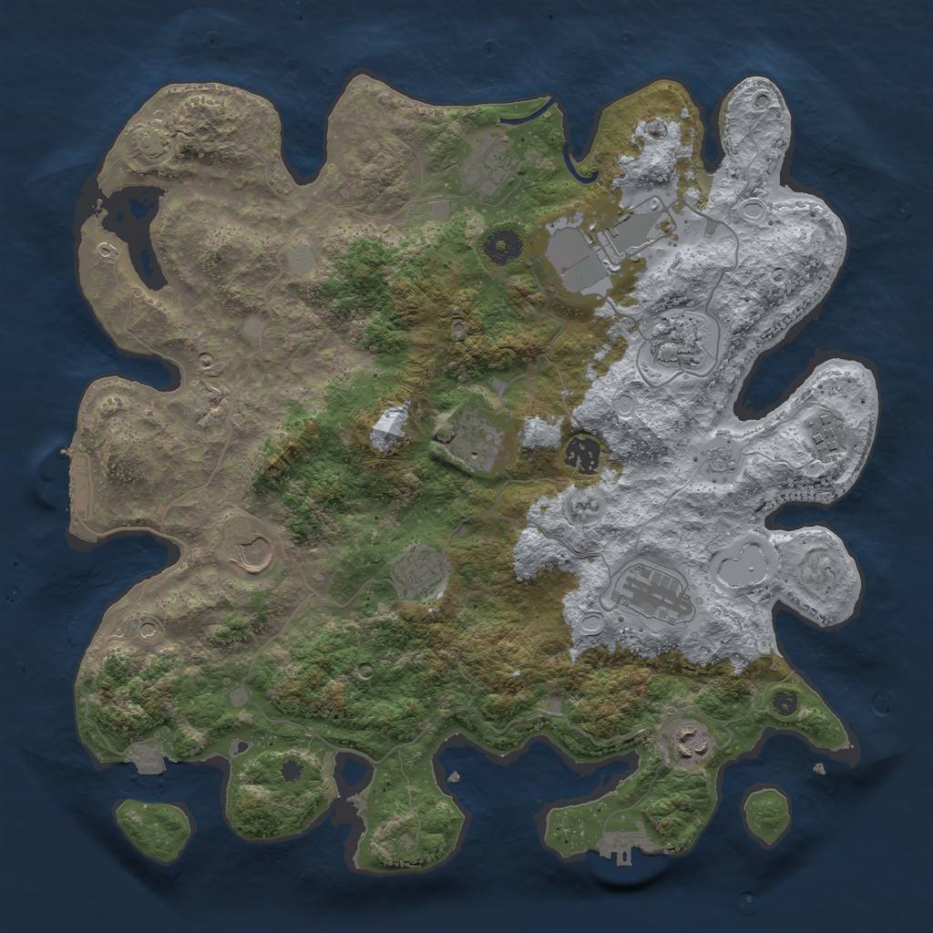 Rust Map: Procedural Map, Size: 3850, Seed: 596198272, 18 Monuments