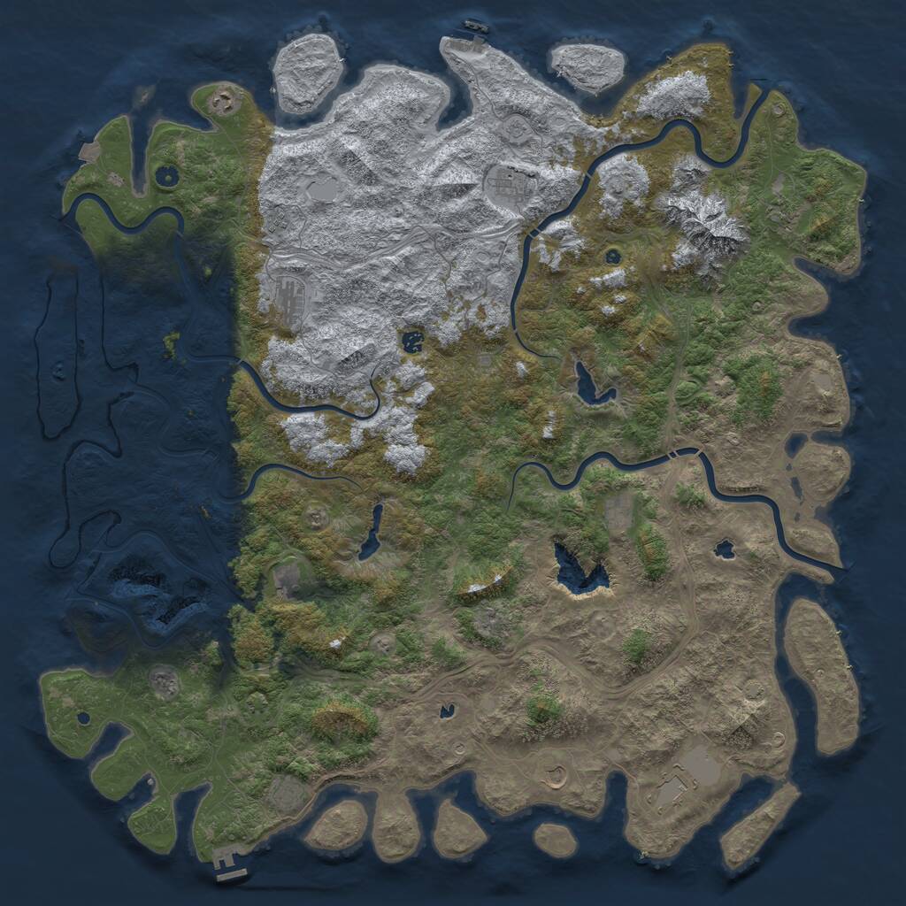 Rust Map: Procedural Map, Size: 6000, Seed: 23181, 17 Monuments