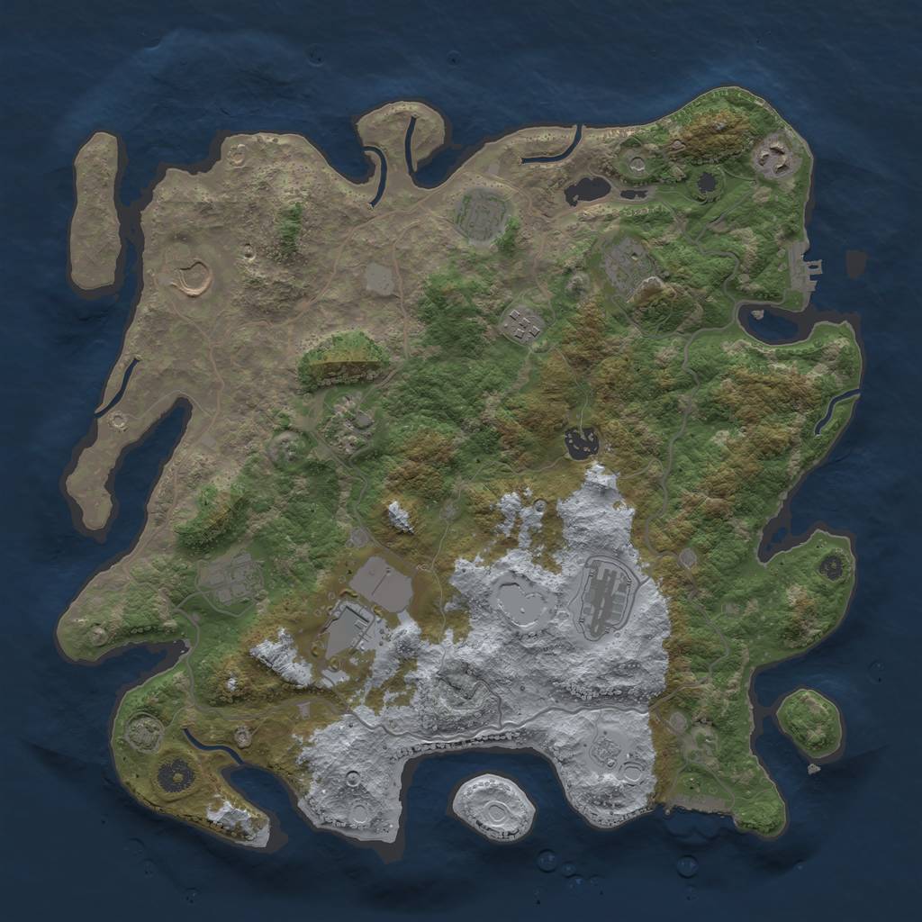Rust Map: Procedural Map, Size: 4000, Seed: 2127693595, 18 Monuments