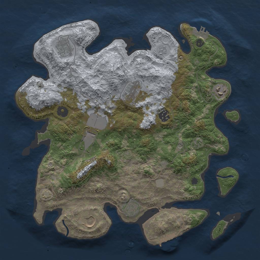 Rust Map: Procedural Map, Size: 3500, Seed: 619712971, 15 Monuments