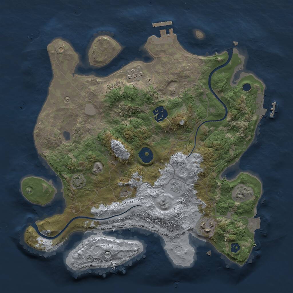 Rust Map: Procedural Map, Size: 3000, Seed: 8361540, 9 Monuments