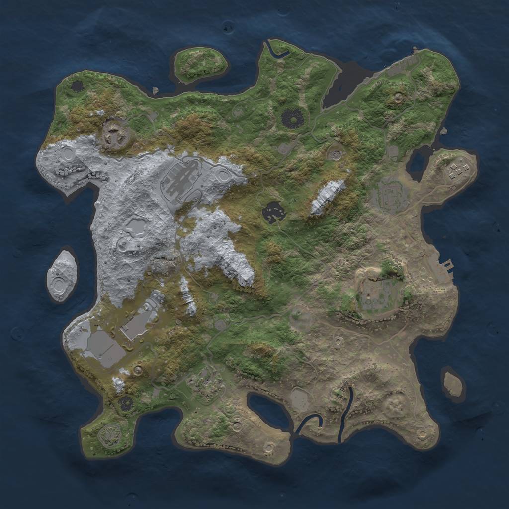 Rust Map: Procedural Map, Size: 3500, Seed: 47952353, 15 Monuments