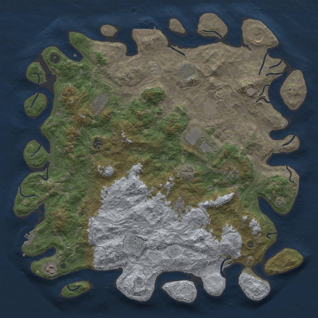 Rust Map: Procedural Map, Size: 4800, Seed: 838031138, 19 Monuments