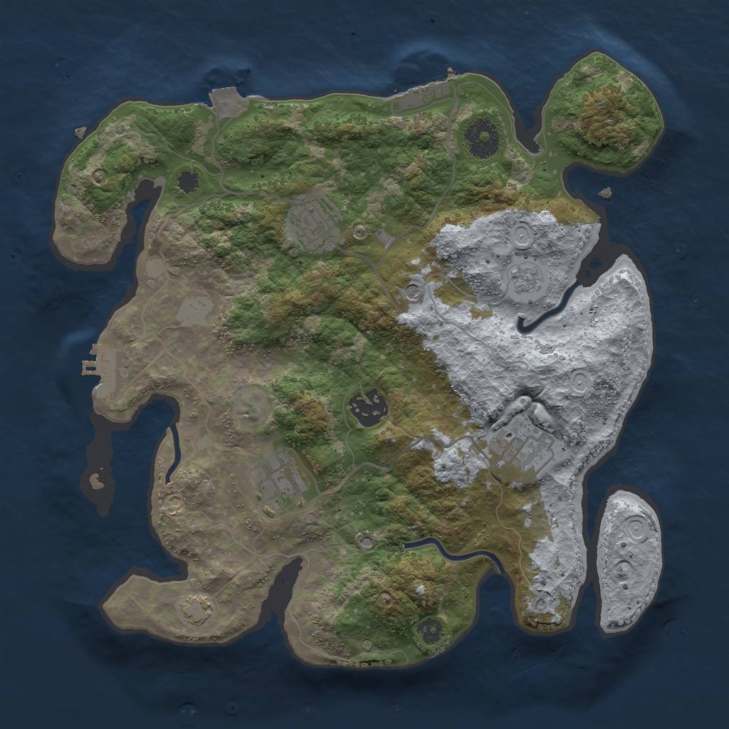 Rust Map: Procedural Map, Size: 3000, Seed: 12819, 12 Monuments