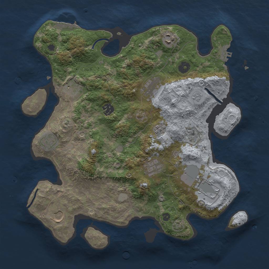 Rust Map: Procedural Map, Size: 3500, Seed: 6925041, 17 Monuments