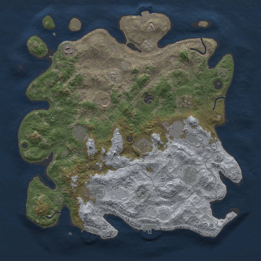 Rust Map: Procedural Map, Size: 4000, Seed: 1272892456, 18 Monuments