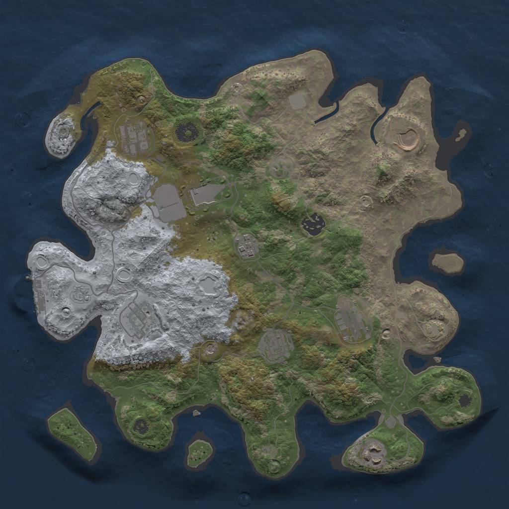 Rust Map: Procedural Map, Size: 3500, Seed: 1122923143, 16 Monuments