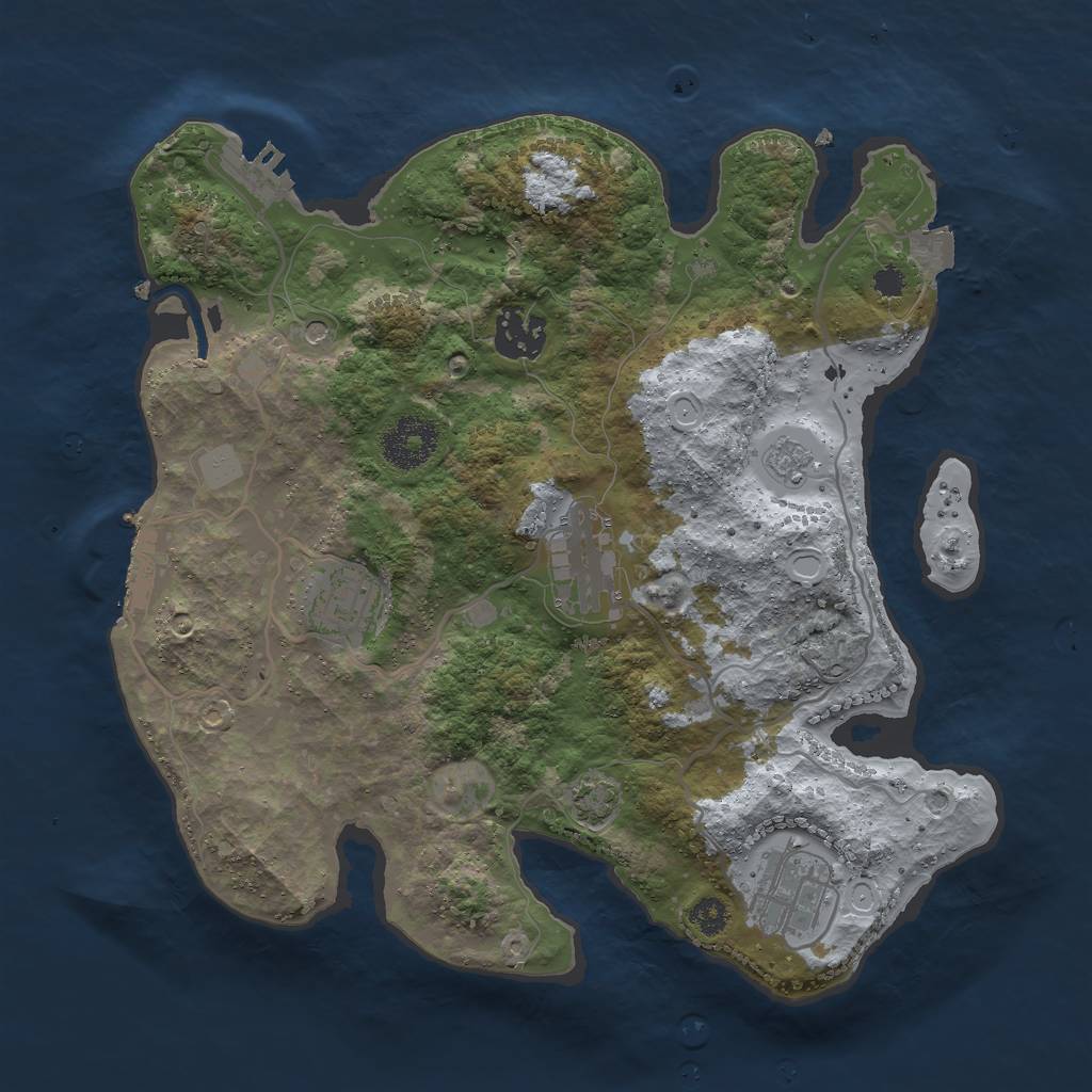 Rust Map: Procedural Map, Size: 3000, Seed: 46777, 12 Monuments