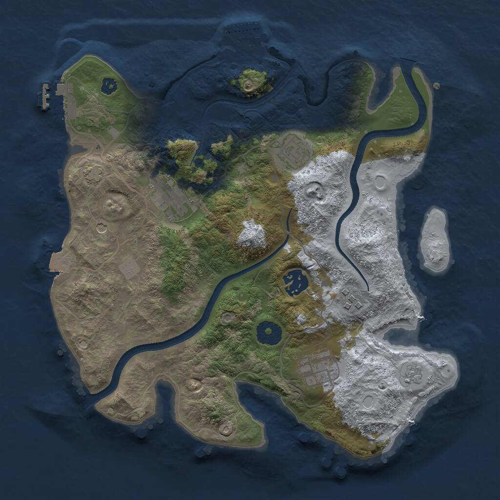 Rust Map: Procedural Map, Size: 3000, Seed: 46777, 11 Monuments