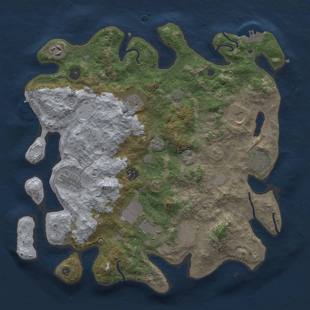 Rust Map: Procedural Map, Size: 3800, Seed: 309287595, 17 Monuments