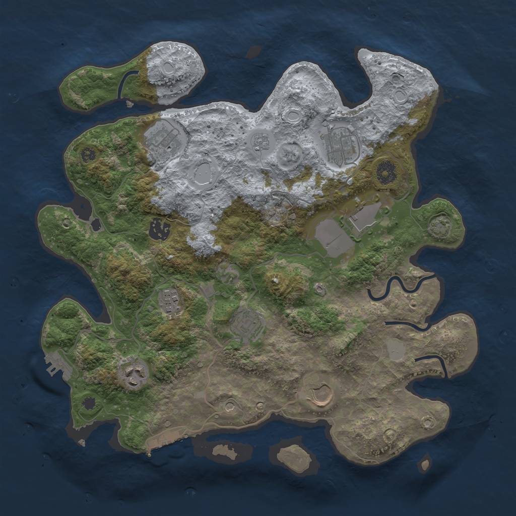 Rust Map: Procedural Map, Size: 3500, Seed: 1298241534, 16 Monuments