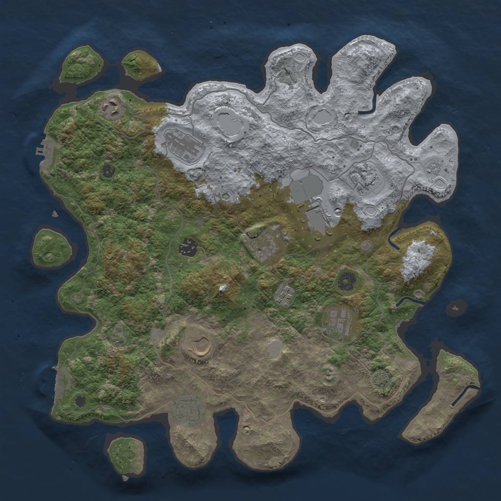 Rust Map: Procedural Map, Size: 4000, Seed: 1660740758, 18 Monuments