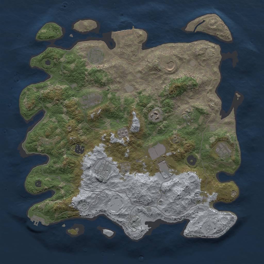 Rust Map: Procedural Map, Size: 4000, Seed: 1198786533, 18 Monuments