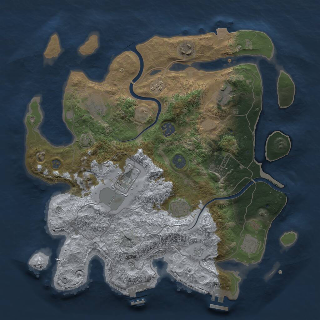 Rust Map: Procedural Map, Size: 3500, Seed: 30594869, 16 Monuments