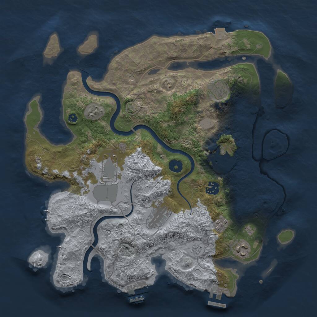 Rust Map: Procedural Map, Size: 3500, Seed: 30594869, 13 Monuments