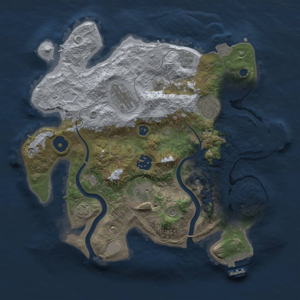 Rust Map: Procedural Map, Size: 3000, Seed: 1886, 11 Monuments