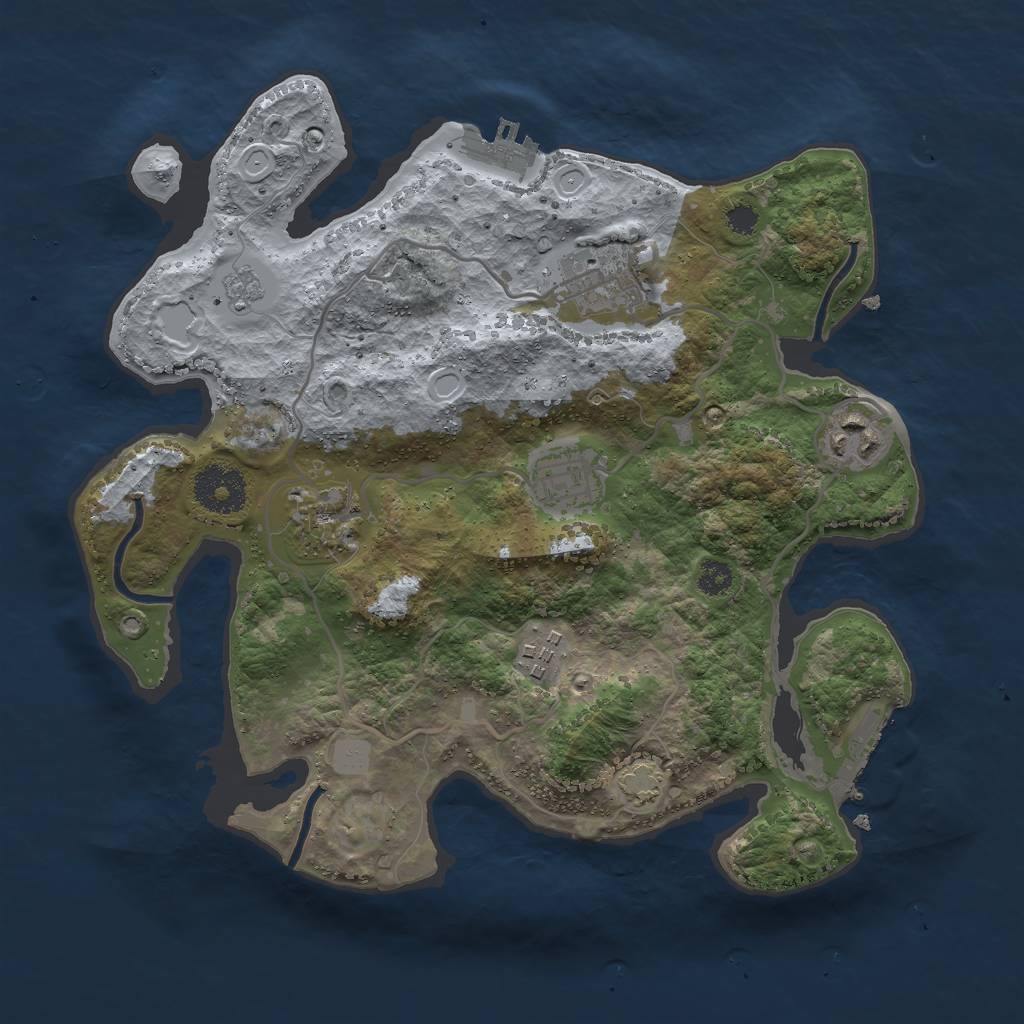 Rust Map: Procedural Map, Size: 3000, Seed: 1886, 12 Monuments