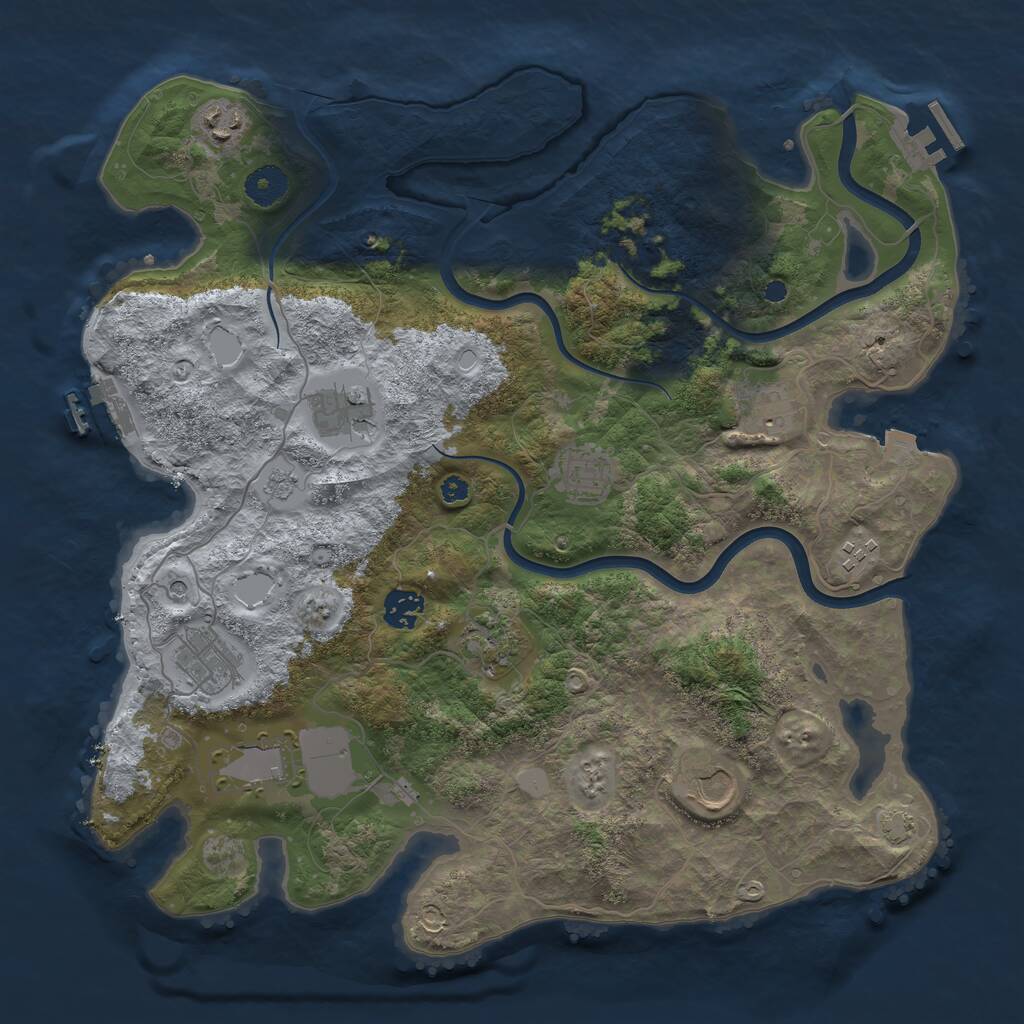 Rust Map: Procedural Map, Size: 3800, Seed: 13472, 16 Monuments