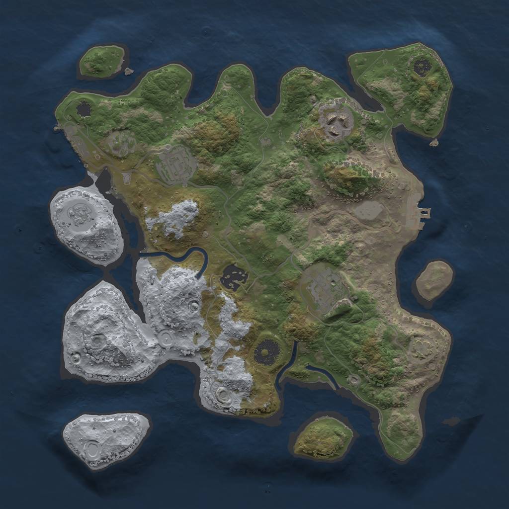 Rust Map: Procedural Map, Size: 3000, Seed: 119955, 11 Monuments