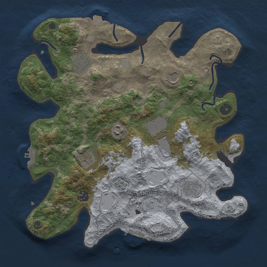 Rust Map: Procedural Map, Size: 3500, Seed: 629797878, 16 Monuments
